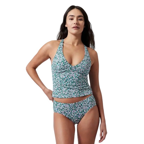 Athleta Other - Athleta Plunge Tankini Top A-C Cups Camo Flora Gables Lilac Green Size Small